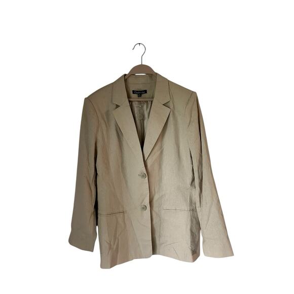 Chadwicks Linen Long Length Boyfriend Blazer Button Closure Linen Oatmeal SZ 16 - Picture 1 of 4